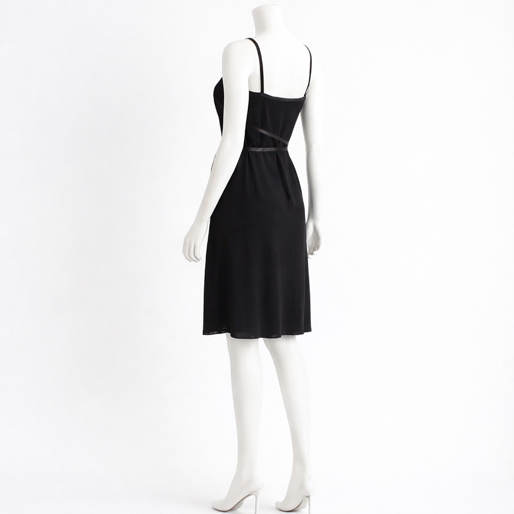 Yves Saint Laurent Rive Gauche Black Crepe Cocktail Dress Wrap Tie Bodice 1990s - Picture 11 of 13